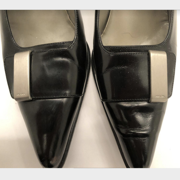 Prada black shoes with point toes and chunky heels - Picture 2 of 8